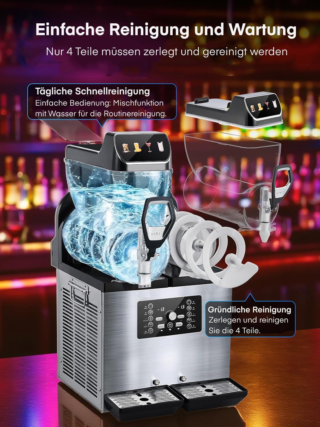 Máquina de granizados comercial FOHERE, máquina de granizados con tanques de 30L, control independiente de tanques, máquina de granizados para restaurantes, cafeterías, bares y fiestas
