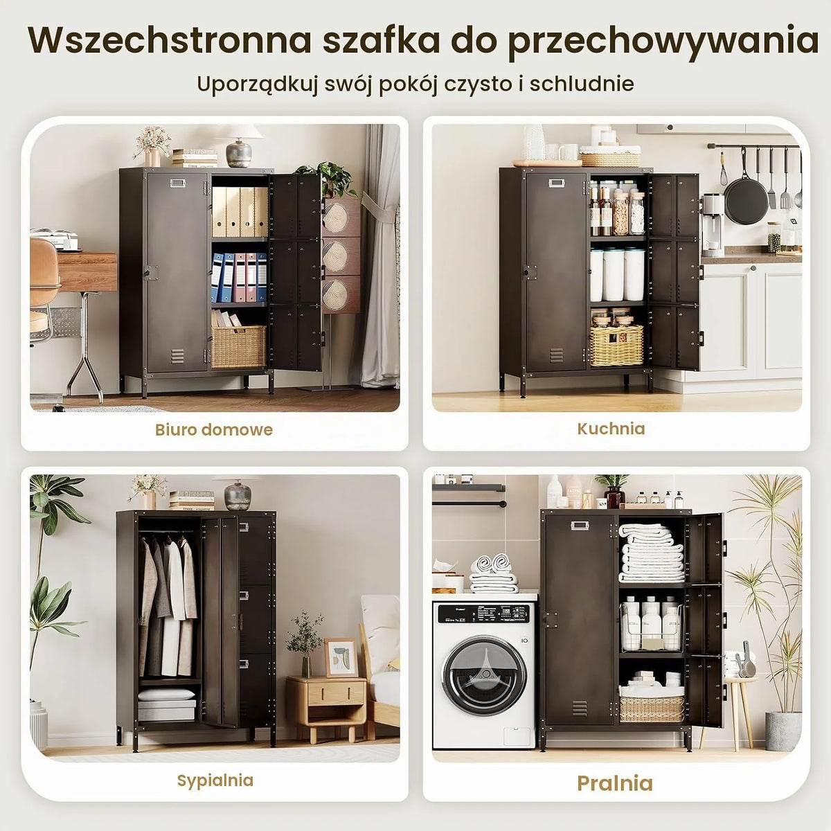 Szafa na akta, szafa z dużą pojemnością, wielofunkcyjna szafa, szafa metalowa, szafa uniwersalna, szafa na ubrania, szafa garderobiana, szafa do przechowywania 75 x 46 x 120 cm od Sightlife