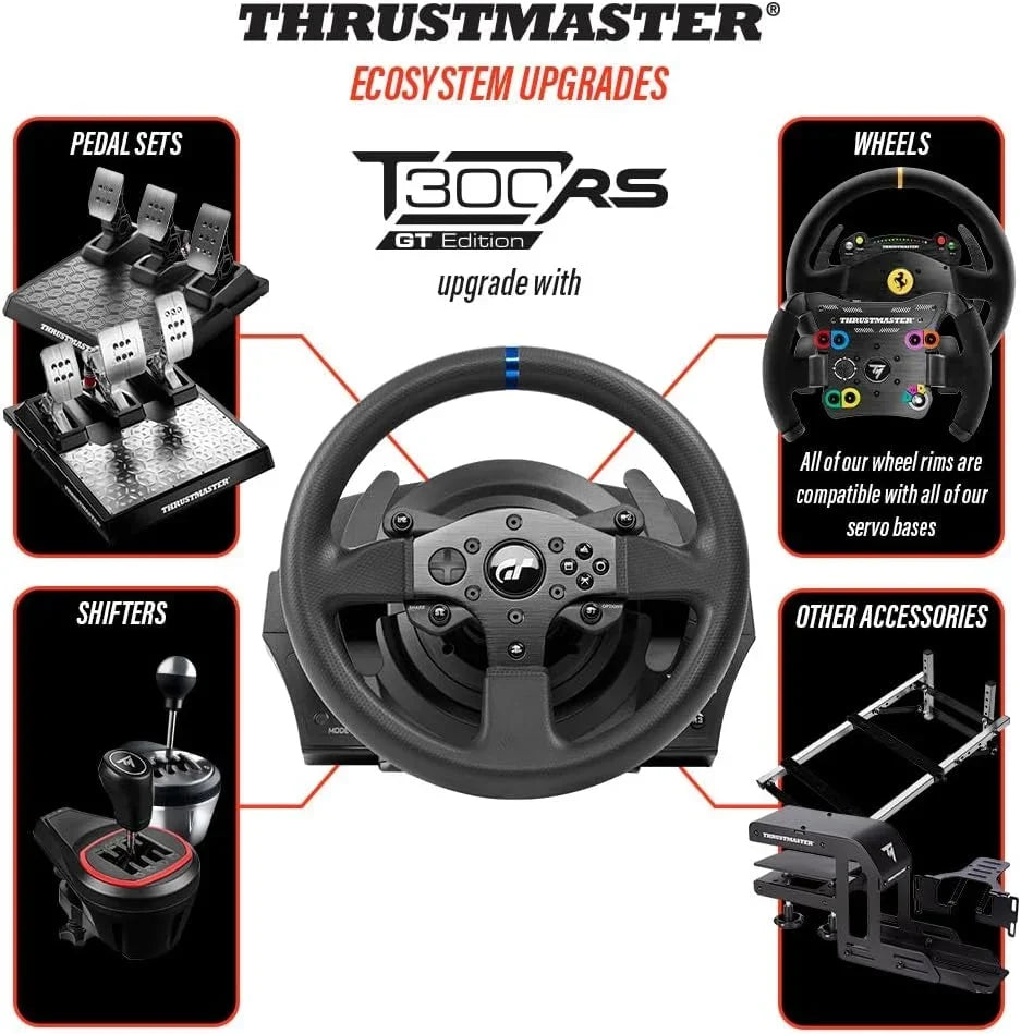 Volante de carreras T300 RS GT Edition Force Feedback 1080°, volante extraíble, 3 pedales, USB, compatible con PC, PS4 y PS5