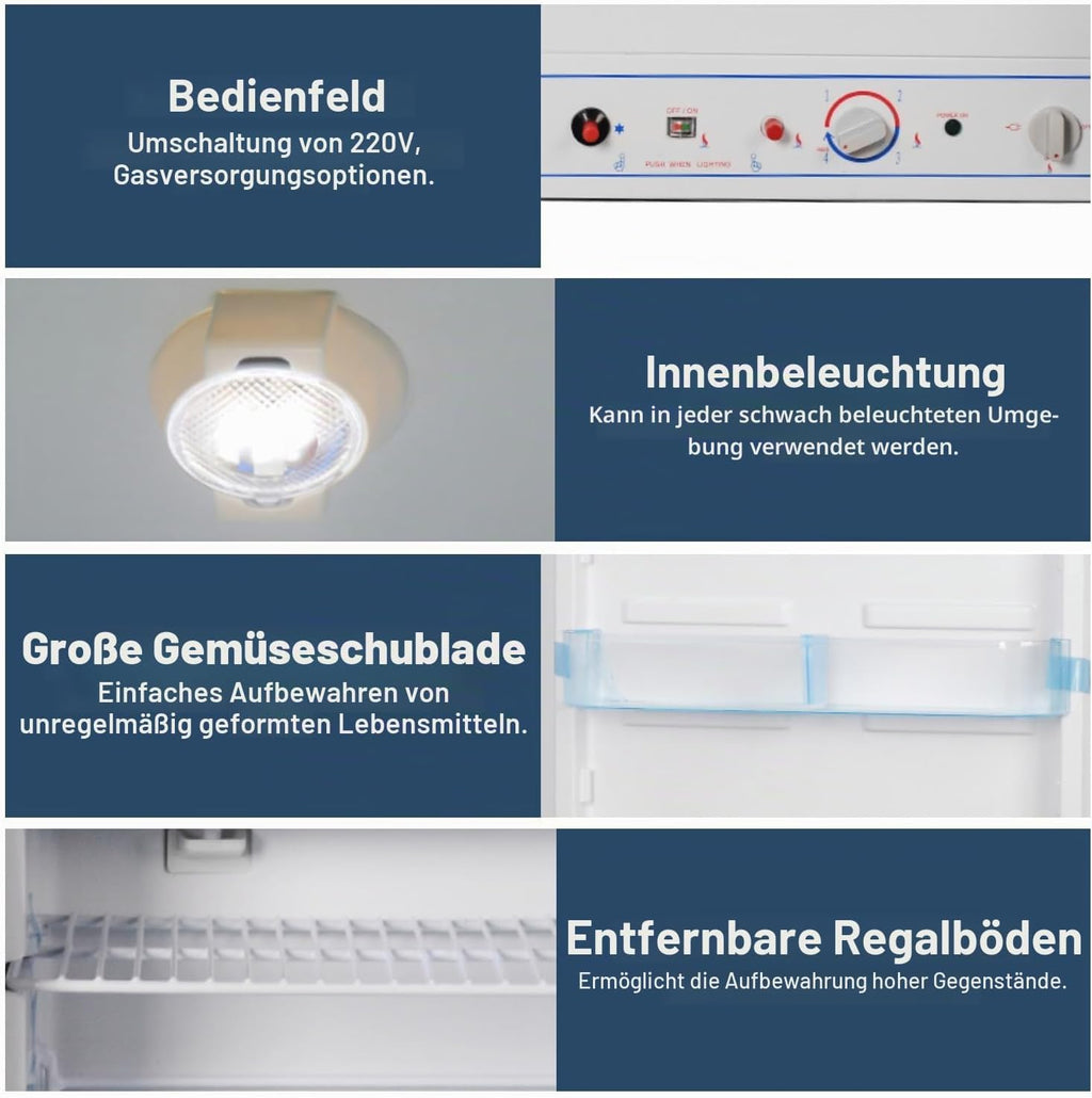 Refrigerador de gas SMETA con congelador, gas/230V, frigorífico combinado 175L, para casa de vacaciones, casa rural, garaje, caravana, autocaravana, blanco