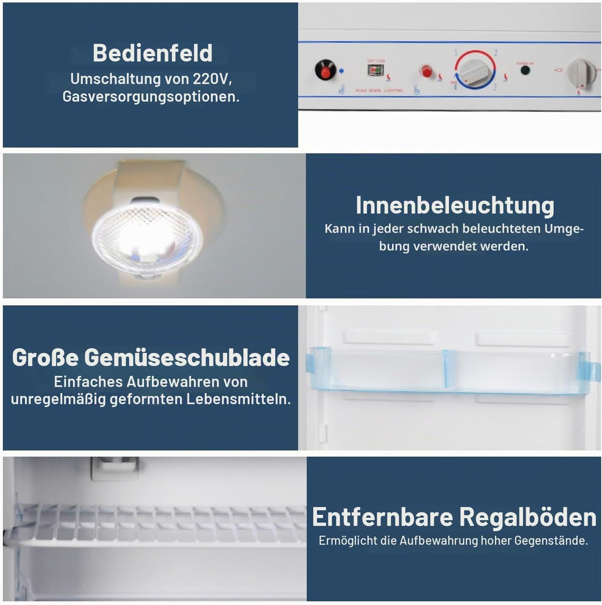 Refrigerador de gas SMETA con congelador, gas/230V, frigorífico combinado 175L, para casa de vacaciones, casa rural, garaje, caravana, autocaravana, blanco