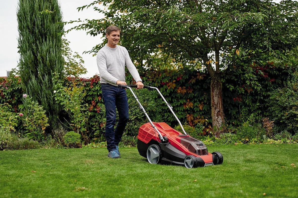 Cortacésped inalámbrico Einhell GE-CM 36/43 Li M Solo Power X-Change 36V 43cm 600m² sin escobillas, función mulching, 63L, 25-75mm, sin batería