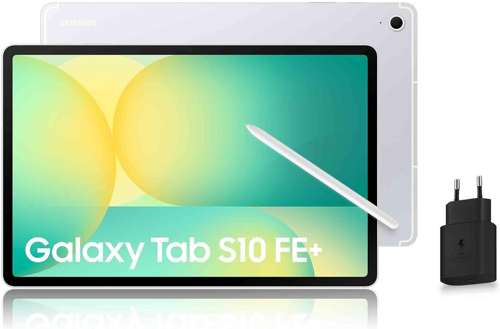 Samsung Galaxy Tab S10 FE+, Tablette Android WIFI 13,1" 128 Go, S Pen inclus, Certification IP68, Plata, Chargeur secteur rapide 25W inclus, Version FR