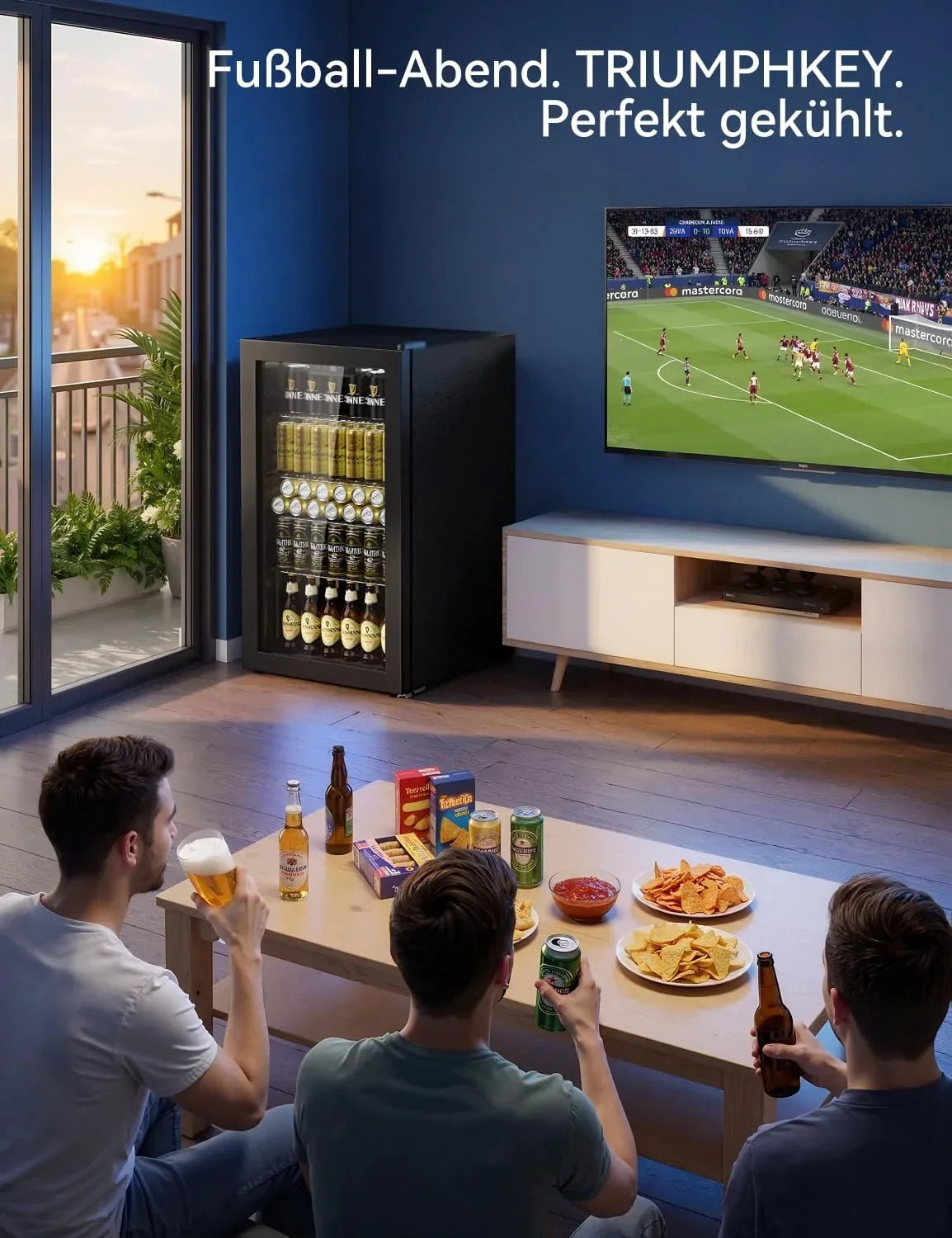 Refrigerador de bebidas YC-86 de 86 litros con 4 estantes, frente de cristal, iluminación LED y control digital de temperatura
