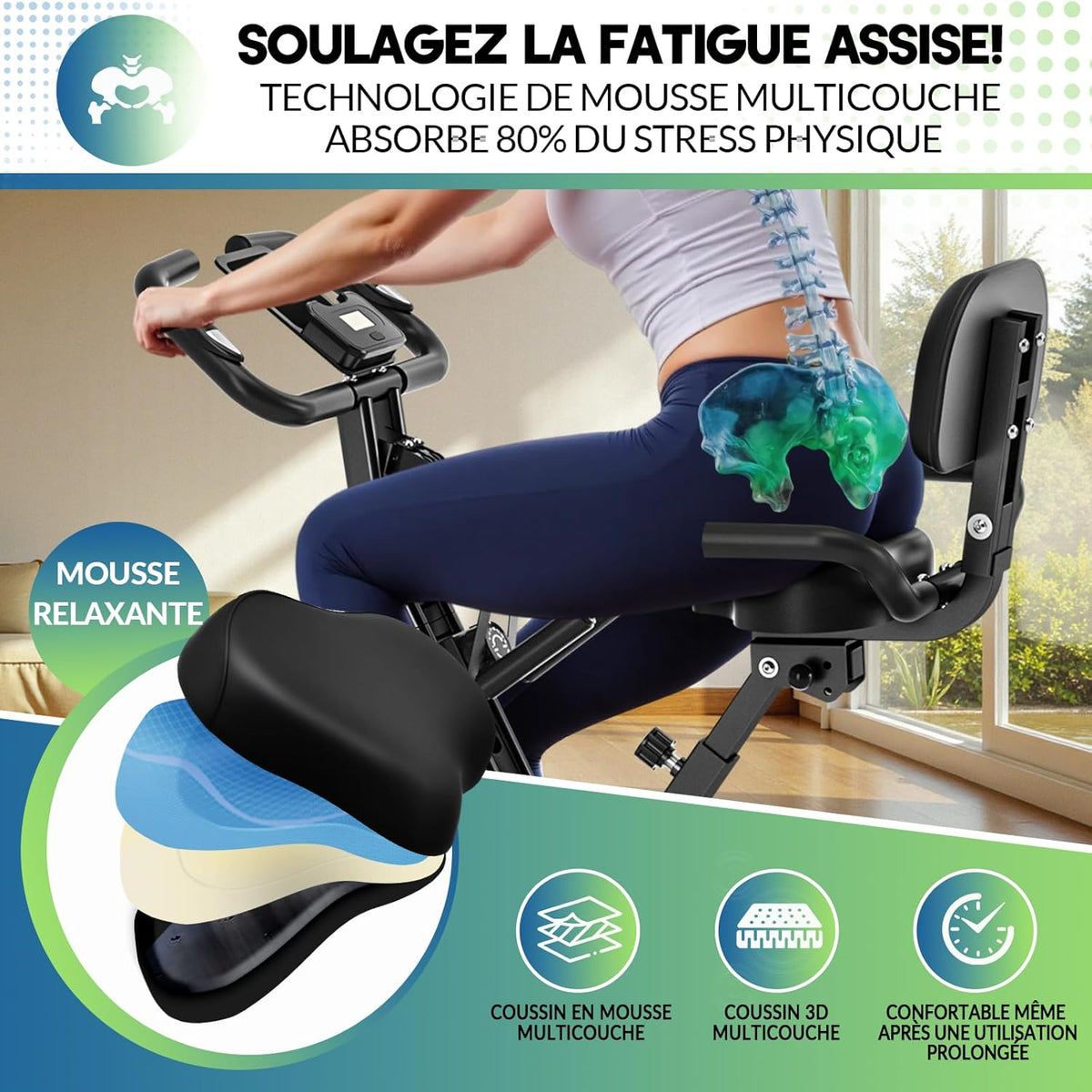 Bicicleta estática, SLUNSE Bicicleta estática 5 en 1 con 16 niveles de resistencia magnética, bicicleta estática plegable con 10 dB, bicicletas de fitness para entrenamiento cardiovascular en casa, capacidad de 160 kg