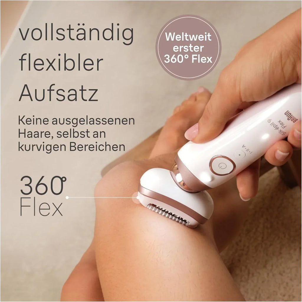 Depiladora para mujer Silk-épil 9 Flex con cabezal flexible 360°, dispositivo de depilación Wet&Dry, incluye cabezal de afeitado y peine recortador, modelo 9-041