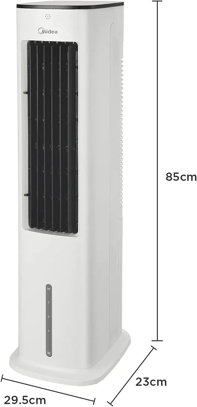 Enfriador de aire Midea AC100-20ARB 4 en 1: depósito de agua de 5 l, 3 modos, mando a distancia, 55 W, blanco