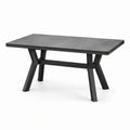 Mesa de jardín rectangular de aluminio y cerámica, negra