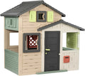 Smoby Life - Casita de juegos Friends House EVO con 2 puertas, 6 ventanas y mesa de picnic extraíble – Fabricada en material reciclado, protección UV, para niños a partir de 3 años (7600810208)