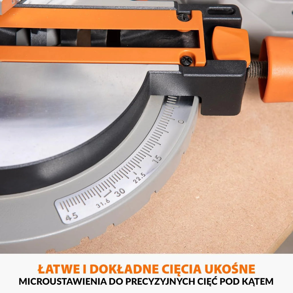 Evolution Power Tools R210MTS-G2 Zmienna piła ukośna/stołowa, kompaktowa, wielofunkcyjne cięcie różnych materiałów, ostrze TCT w zestawie do cięcia drewna, plastiku i metalu, 210mm