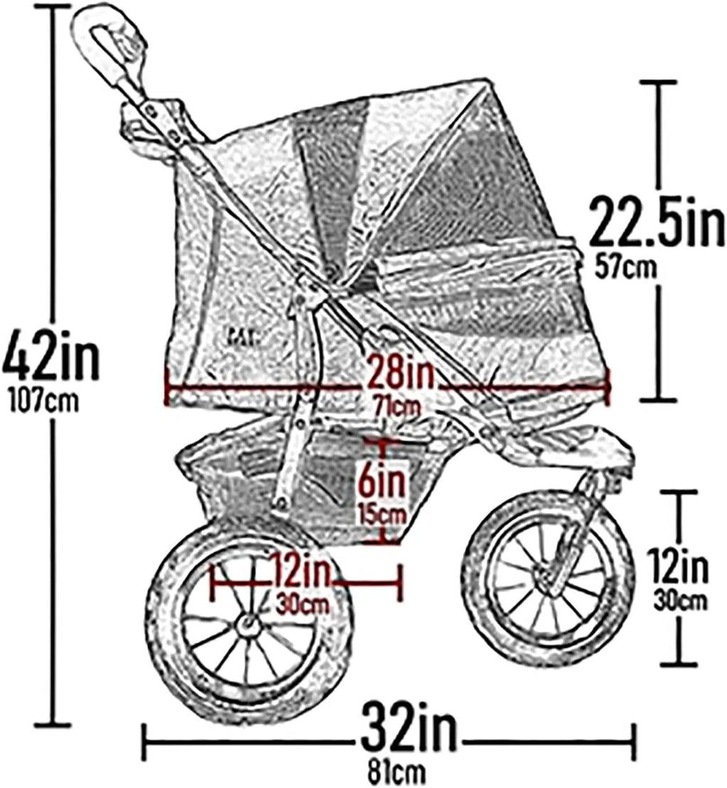 Cochecito para mascotas No-Zip NV para gatos/perros, entrada sin cremallera, plegado fácil con una sola mano, ruedas con relleno de gel, cojín de felpa + protector contra la intemperie incluidos, 3 colores