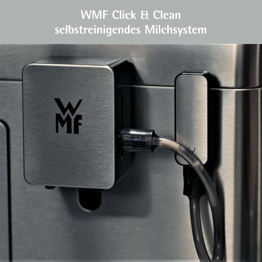 Cafetera automática WMF Perfection 640 con sistema de leche, 16 especialidades de café, doble termobloque, molinillo de acero inoxidable, almacenamiento de perfiles de usuario, wifi
