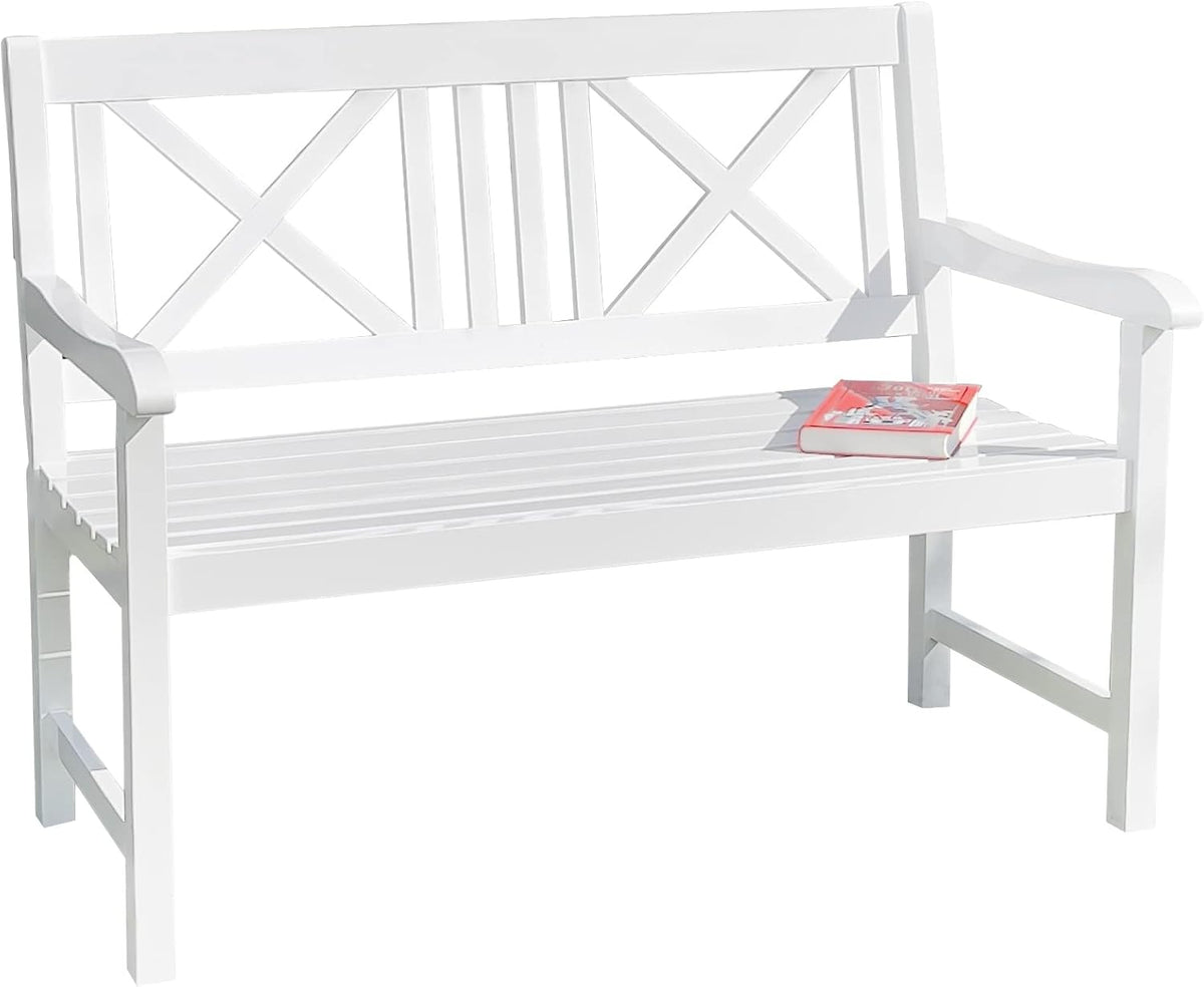 Banco de jardín metra, banco, banco de madera, blanco, banco de asiento, 2 plazas