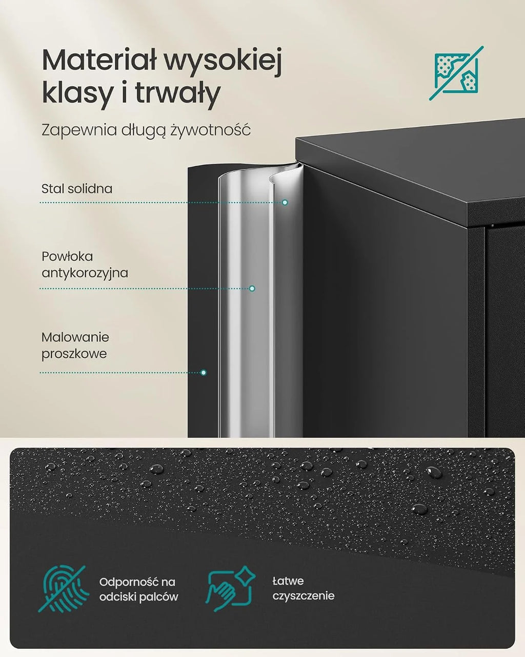 SONGMICS Szafa aktowa z 2 drzwiami, ze stali, 5 poziomów