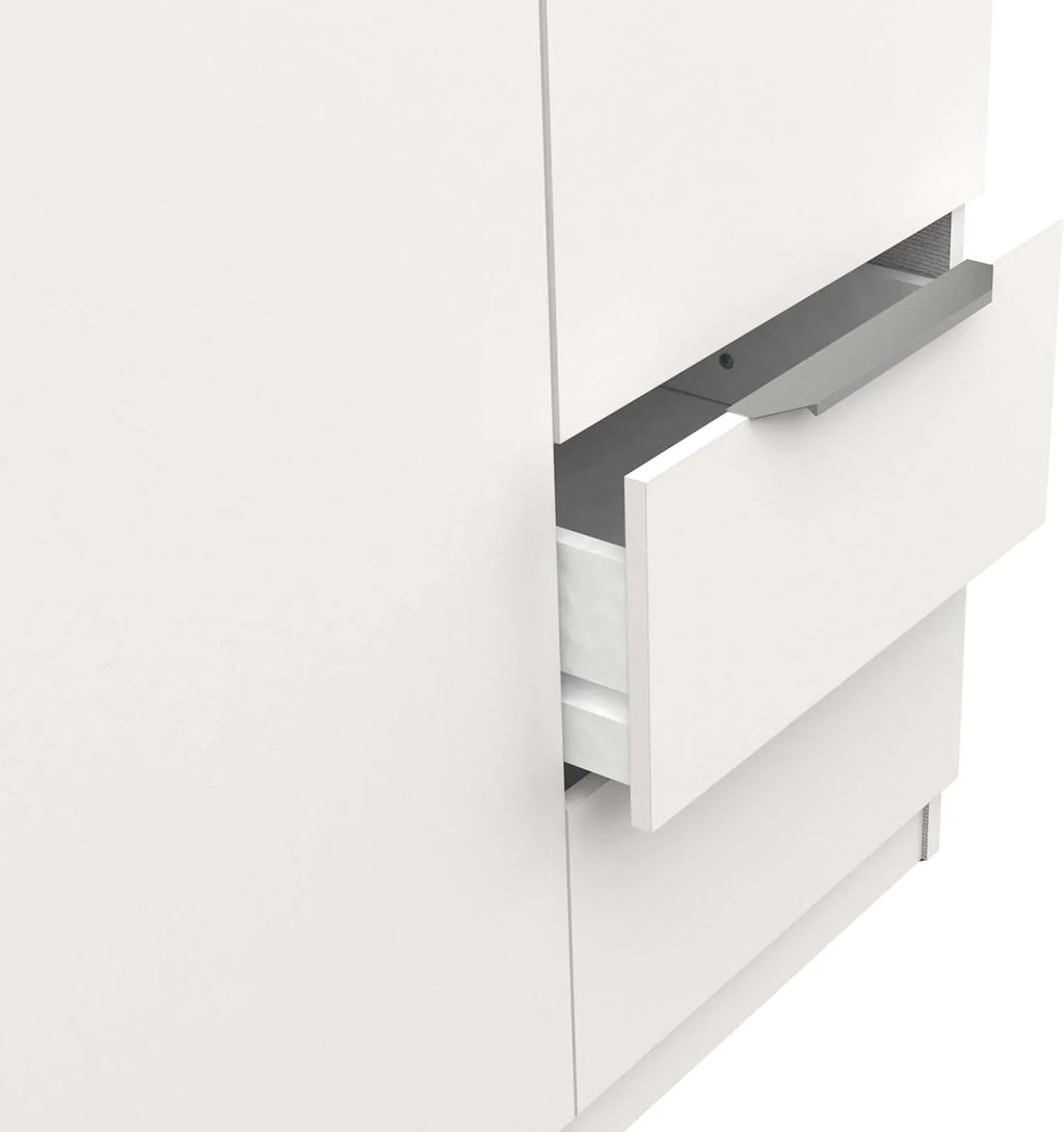 Armario Miroytengo Ghost grande de 6 puertas y 2 cajones, color blanco mate, 203x119 cm