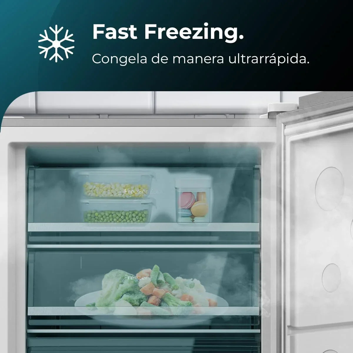 Congelador vertical Cecotec de 380L Bolero CoolMarket UF 380 inox D. 1950W, motor Inverter Plus, bajo consumo, Total No Frost, pantalla en la puerta, convertible a frigorífico, Multi Airflow