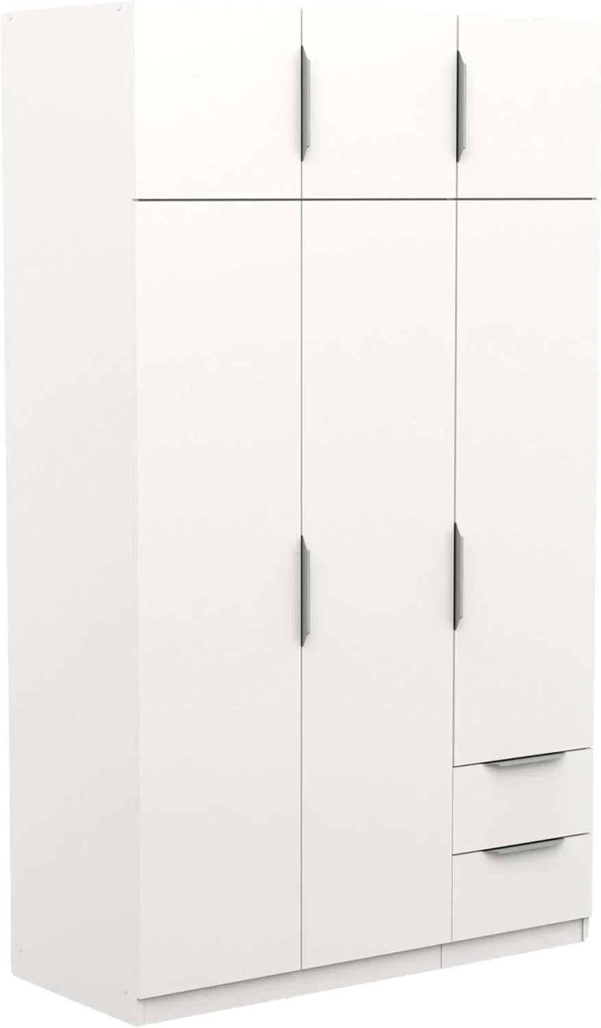 Armario Miroytengo Ghost grande de 6 puertas y 2 cajones, color blanco mate, 203x119 cm