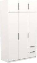 Armario Miroytengo Ghost grande de 6 puertas y 2 cajones, color blanco mate, 203x119 cm
