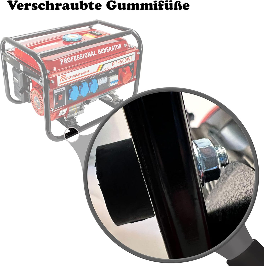 Generador eléctrico de gasolina | Generador de energía con accesorios | Generador de emergencia silencioso | 5 tomas de corriente 3x 230V / 1x 400V / 1x 12V | 6,5 HP (generador eléctrico con arranque manual)