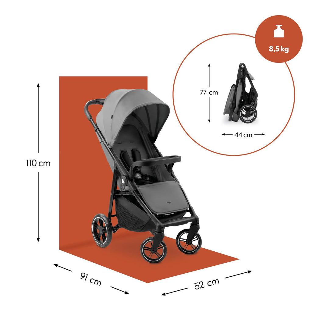 Silla de paseo hauck con bandeja para aperitivos y portavasos, Shop N Care Grey
