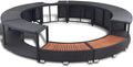 Borde KOIECETA con almacenamiento para jacuzzi spa piscina, borde de piscina de poliratán negro, madera dura, redondo, acero con recubrimiento en polvo (V31009)