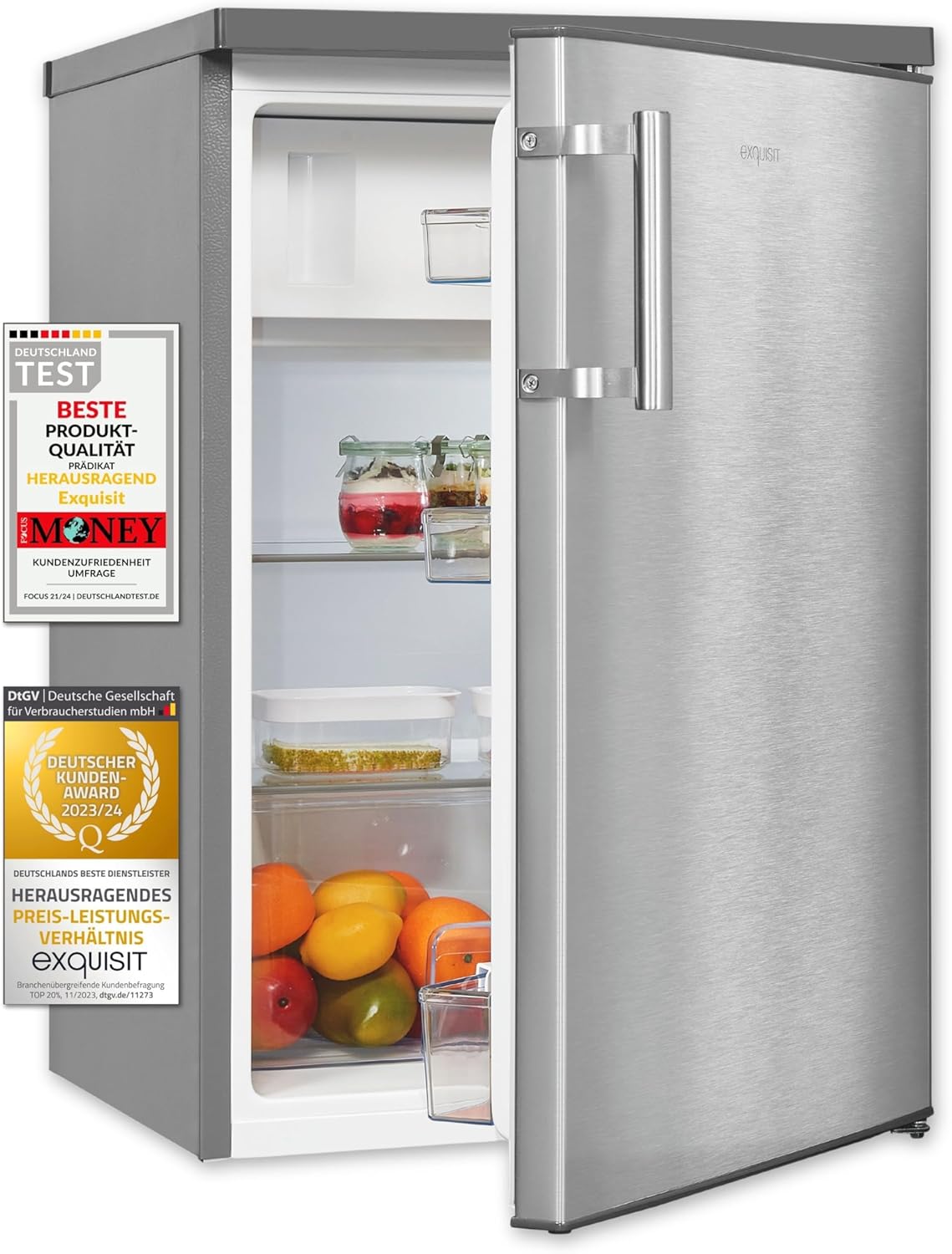 Frigorífico con congelador Exquisit, 120 litros, congelador de 4 estrellas, frigorífico de libre instalación, KS516-4-H-010D blanco