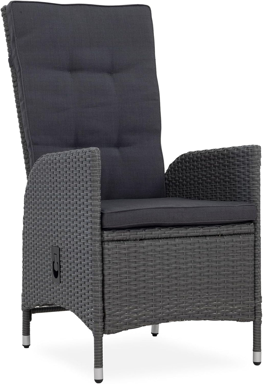 Silla de jardín para exteriores Riess Ambiente Sylt - gris - polirratán - respaldo alto con reposabrazos ajustable resistente a la intemperie