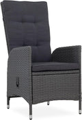 Silla de jardín para exteriores Riess Ambiente Sylt - gris - polirratán - respaldo alto con reposabrazos ajustable resistente a la intemperie