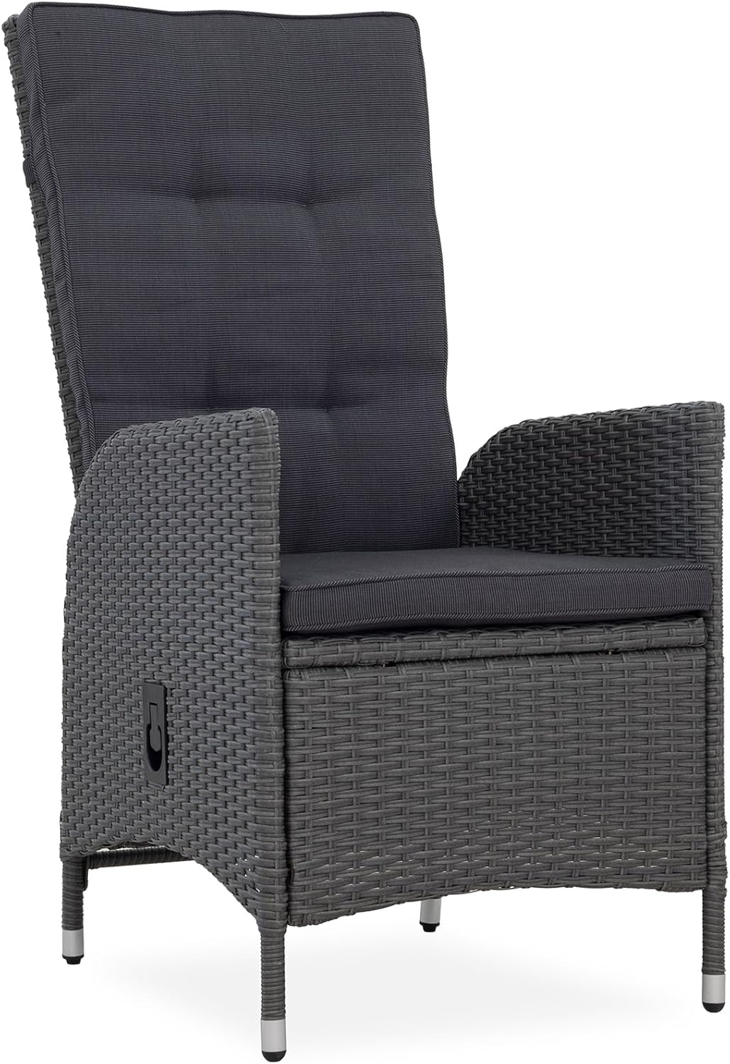 Silla de jardín para exteriores Riess Ambiente Sylt - gris - polirratán - respaldo alto con reposabrazos ajustable resistente a la intemperie