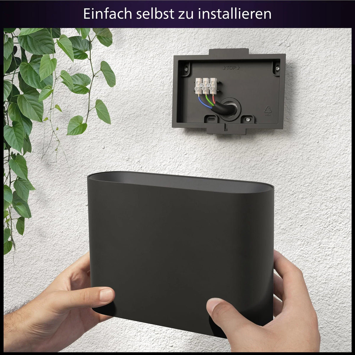 Aplique LED Dymera 10 W 1500 lm IP44 negro con cambio de color y control por voz para interiores y exteriores