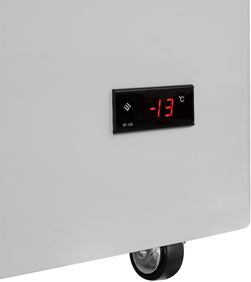 GastroHero Arcón congelador para helados 284 litros Congelador horizontal Iluminación LED Tapa de cristal corredera Ruedas Congelador comercial para helados Ventas –18 °C Hostelería Kiosco