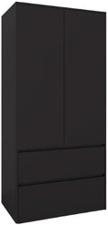BDW - Armario con cajones - Armario de 90 cm de ancho, 181 cm de alto, 51 cm de fondo - Armario de pasillo de 2 puertas, con barra para ropa y estantes - para dormitorio, niños, pasillo - Negro