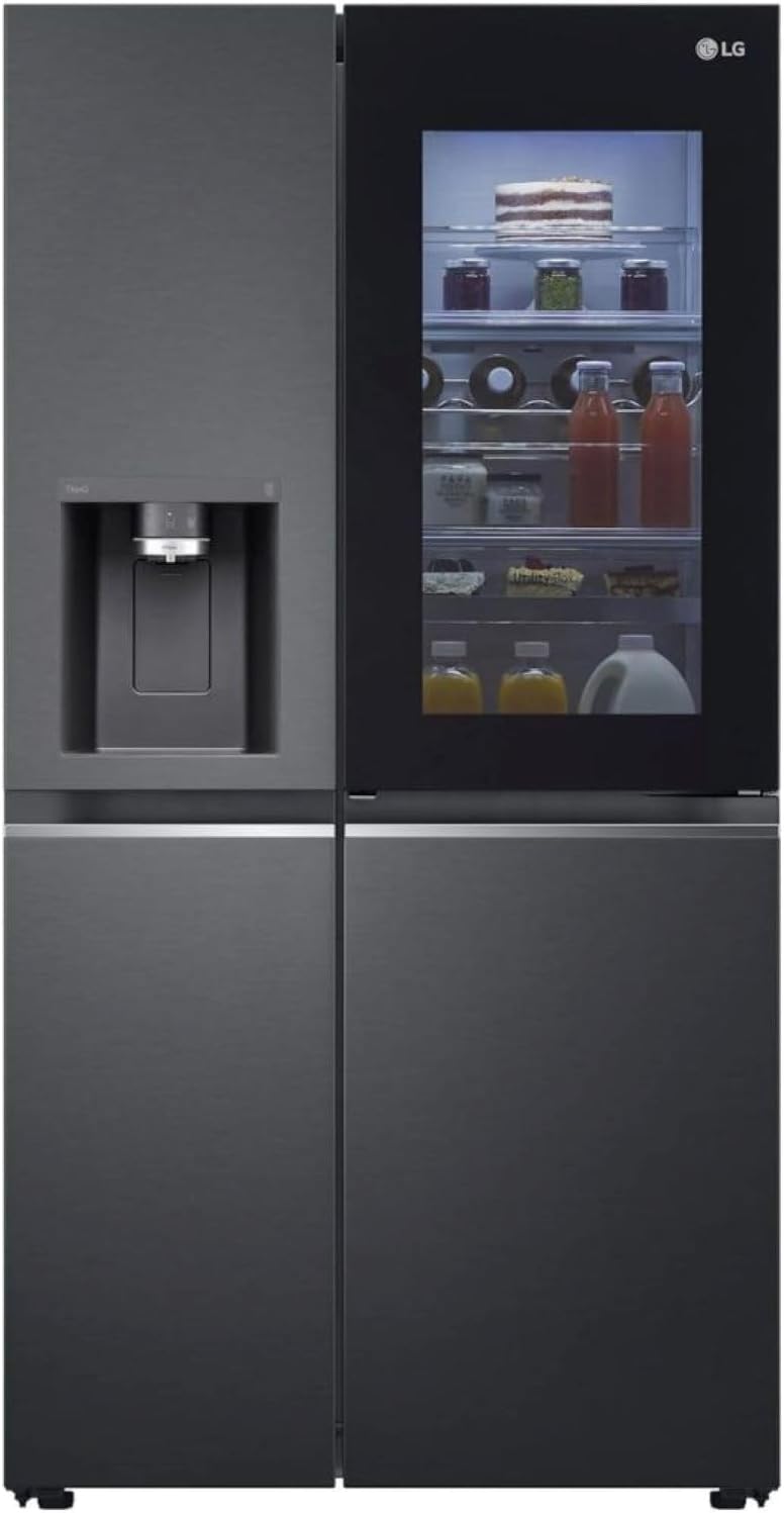LG GSXV90MCDE Frigorífico Side-by-Side con congelador (628 L, clase energética D) con InstaView, Door-in-Door, Craft Ice, dispensador de hielo y agua, Total No Frost, negro