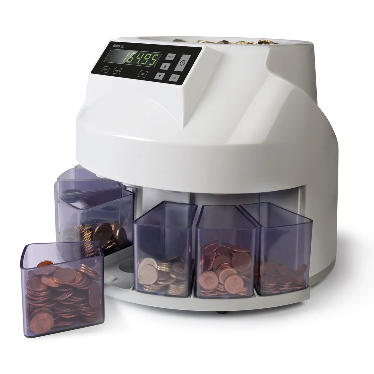 Contador de monedas y máquina contadora de dinero Safescan 1250 cuenta cantidad y valor, el clasificador de monedas ordena las monedas por denominación