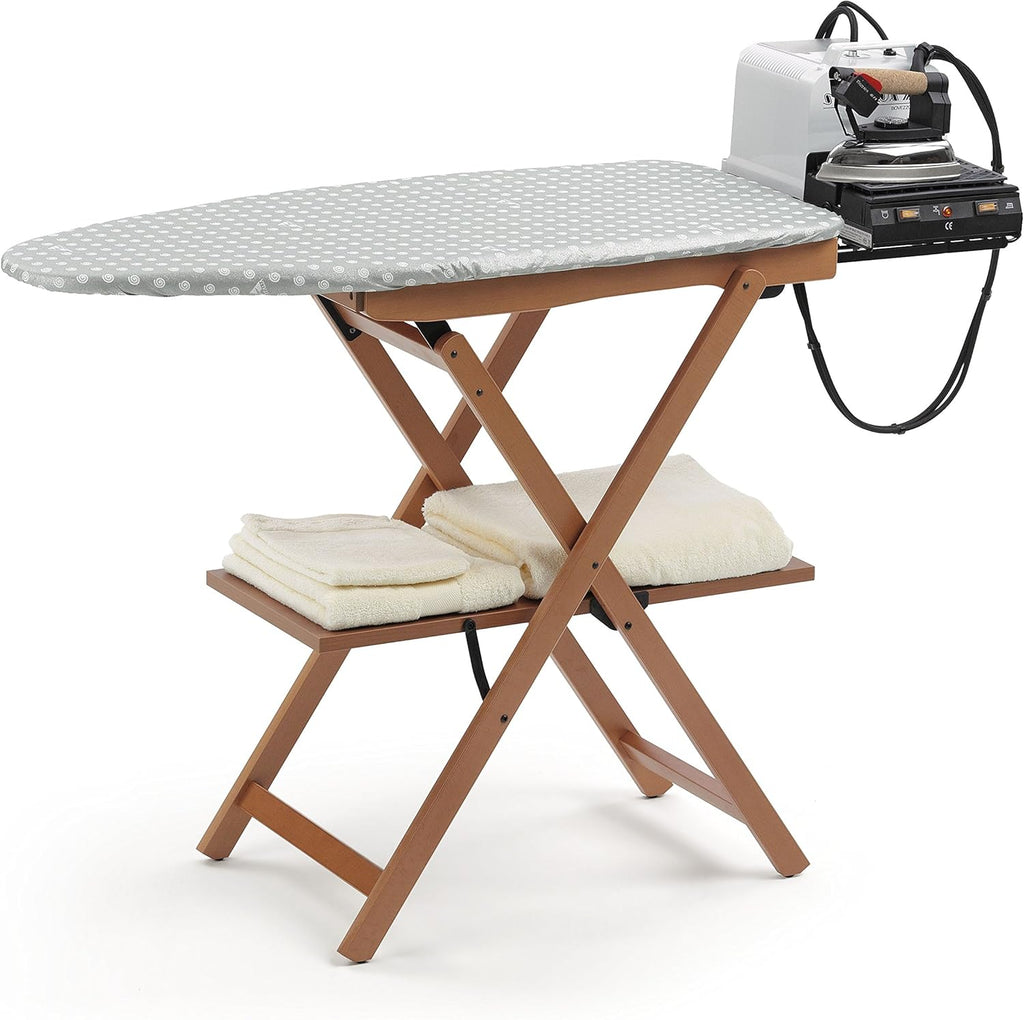 Tabla de planchar plegable, 622 ASTIR, madera de haya maciza, color cerezo, altura no ajustable, 135 x 45 x al. 87 cm - Arredamenti Italia AR_IT Il Cuore del Legno
