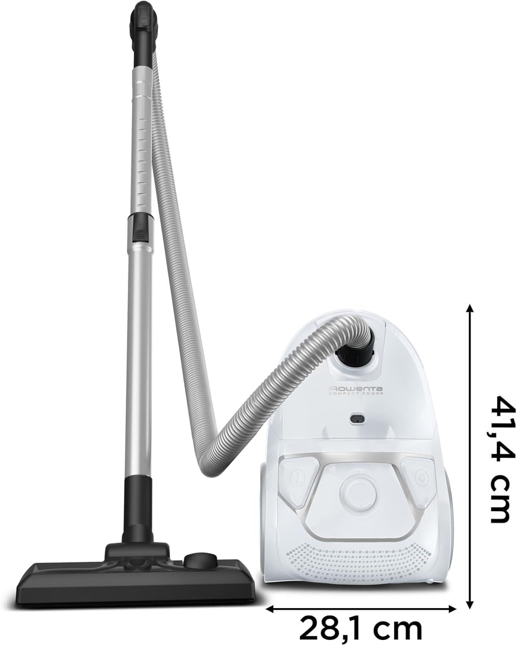 Aspirateur sans sac Rowenta Compact Power XXL Animal, Moteur basse consommation 900W max, Haute filtration, Bac à poussière 2,5L, Compact, RO4B50EA, Gris