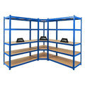 PROREGAL Estantería esquinera Ragnar 1x 180x90x60cm y Taurus 2x 180x120x60cm Azul, carga por balda 175kg, estantería de sótano, estantería de montaje sin tornillos
