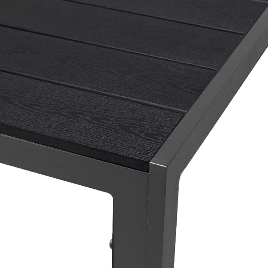Mesa de jardín Mojawo XL de aluminio antracita/negro, mesa de comedor, muebles de jardín, imitación madera Nonwood, resistente a la intemperie, 180x90x74 cm