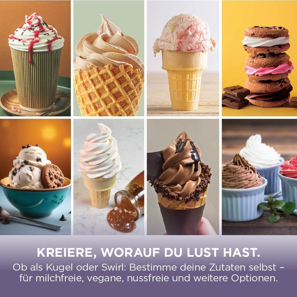 Heladera Ninja CREAMi Scoop & Swirl con 2 recipientes, 13 funciones, para helados, helado suave, gelato, sorbetes, batidos y más, con función Mix-In, Stone Gold NC701EUSTGD