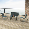 casa.pro Set de muebles de jardín Anzi 4 piezas. Conjunto de asientos para exteriores negro, juego de muebles de balcón compuesto por 1 mesa, 1 banco, 2 sillas, conjunto de muebles de salón para terraza, resistente a la intemperie