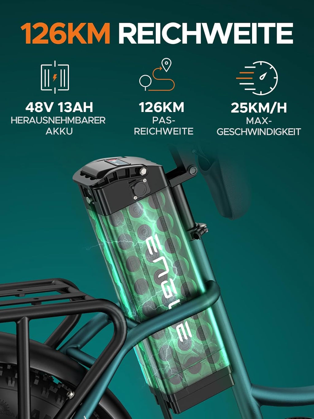 Bicicleta eléctrica ENGWE L20 Boost para adultos, batería extraíble de 48V 13Ah, autonomía de hasta 126 km, neumáticos anchos de 20×4,0, ebike de 7 velocidades