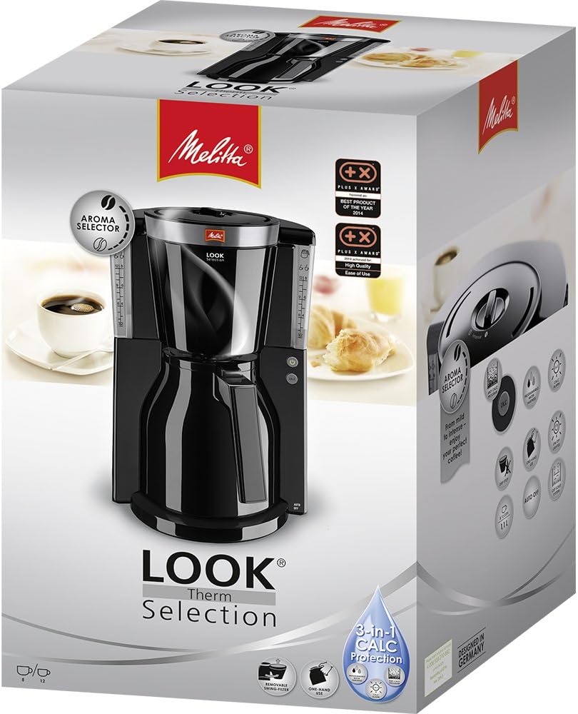 Melitta Look Therm Selection - Cafetera de filtro - con jarra térmica - 10 tazas - Negro (M 661 BK SST)
