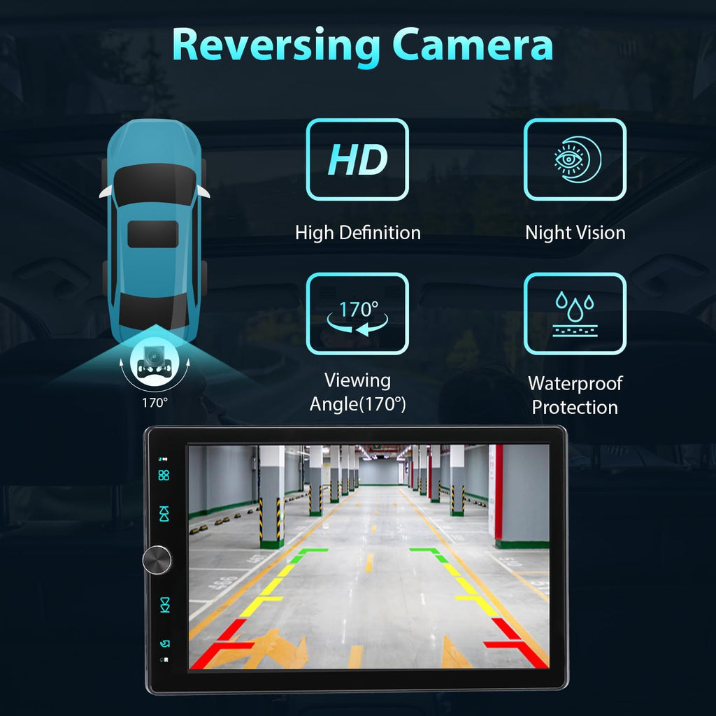 Autorradio Alondy 1 DIN con pantalla táctil giratoria de 10,4 pulgadas compatible con Apple CarPlay/Android Auto [inalámbrico], Bluetooth, cámara de marcha atrás, radio AM/FM RDS, USB, AUX y SD
