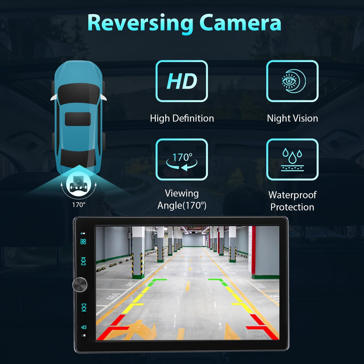 Autorradio Alondy 1 DIN con pantalla táctil giratoria de 10,4 pulgadas compatible con Apple CarPlay/Android Auto [inalámbrico], Bluetooth, cámara de marcha atrás, radio AM/FM RDS, USB, AUX y SD