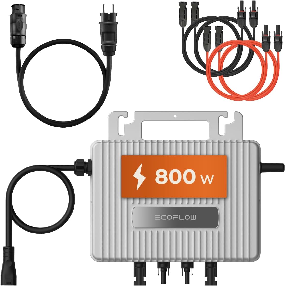 Microinversor EcoFlow Stream 800W 0% IVA, inversor solar inteligente con Wi-Fi para sistemas fotovoltaicos de balcón, inversor fotovoltaico para 2 paneles solares, 2 MPPT, aplicación, incluye cables AC y DC