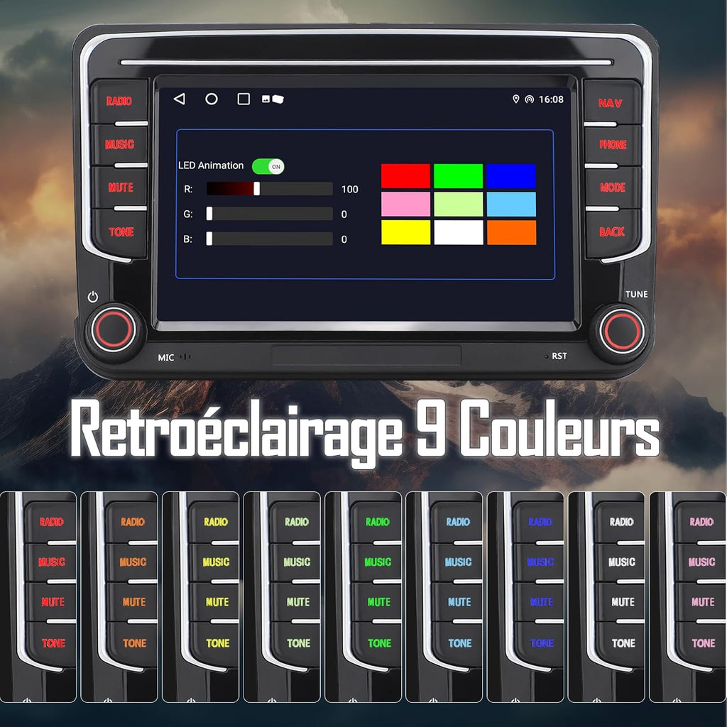 MRSXWPY Autorradio 2 DIN, Radio de coche de 7" para VW Golf, Passat, Seat, Touran, Skoda, CarPlay y Android Auto, Controles en el volante, Pantalla táctil y botones físicos, EQ, FM, Navegación GPS, MirrorLink
