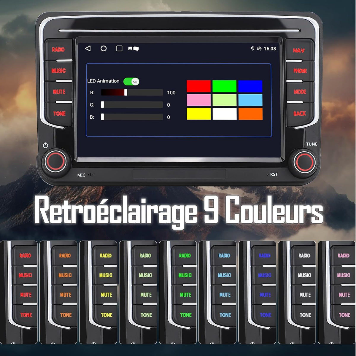 MRSXWPY Autorradio 2 DIN, Radio de coche de 7" para VW Golf, Passat, Seat, Touran, Skoda, CarPlay y Android Auto, Controles en el volante, Pantalla táctil y botones físicos, EQ, FM, Navegación GPS, MirrorLink