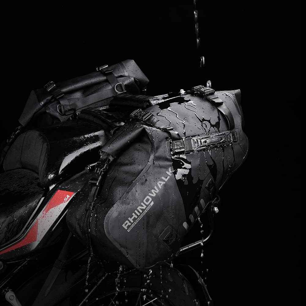 Rhinowalk Alforjas para Moto Impermeables Antivibración Bolsas Laterales de Motor Bolsos de Hombro para Moto 28L, 1 Par