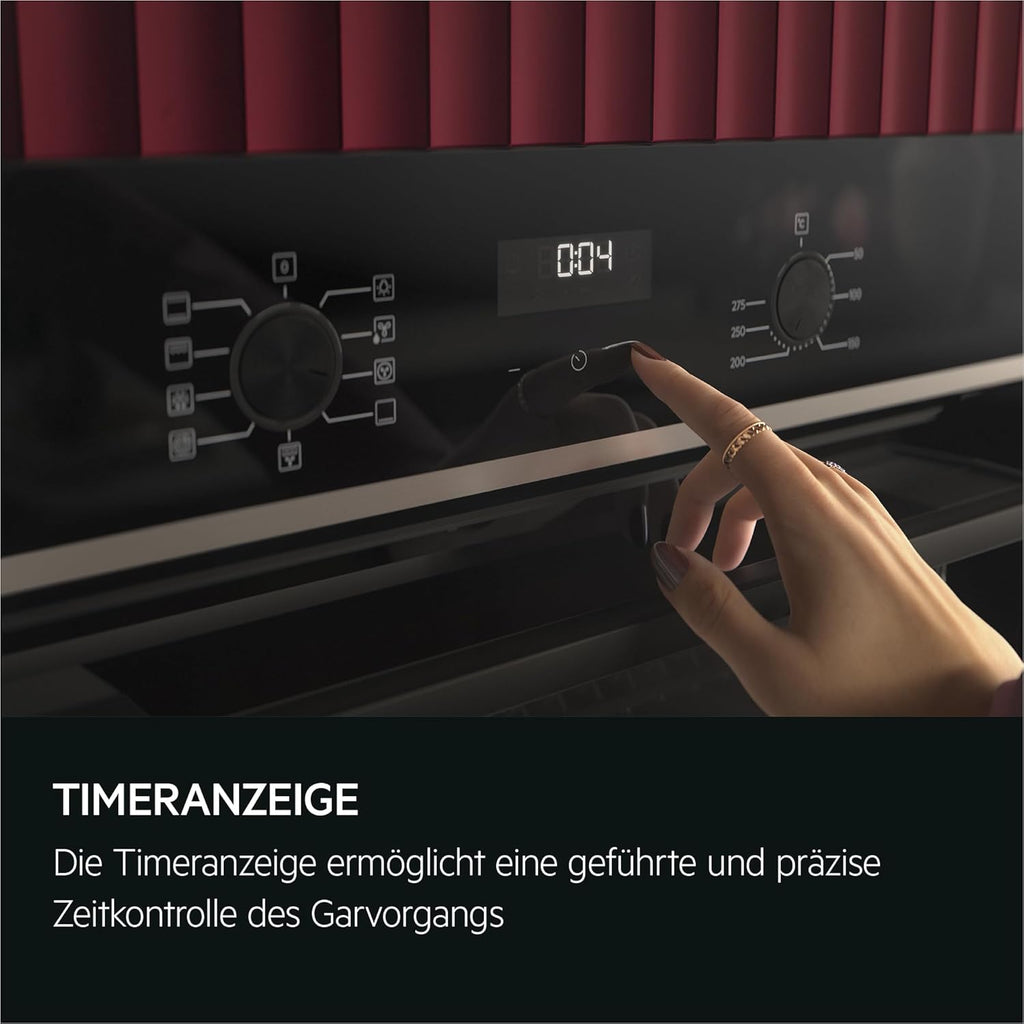 Horno empotrable AEG – Serie 5 Aire caliente circular: resultados de cocción uniformes en 3 niveles – Autolimpieza por pirólisis – 25 programas automáticos – Pantalla táctil LED – Calentamiento rápido – Negro – BPE53516AB