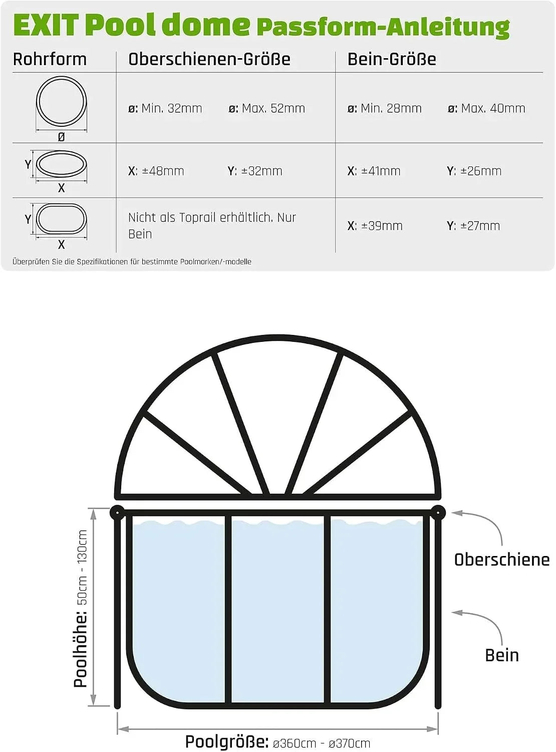 Cubierta para piscinas redondas de 12 pies/360 cm 30.80.12.70 PE Cobertor de piscina Ø366 cm cubierta transparente con construcción robusta